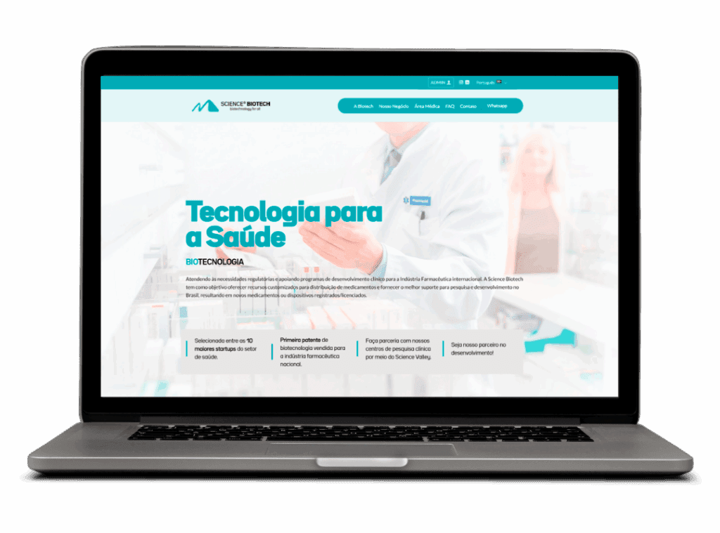 Tela Site Profissional Science Biotech | Desktop