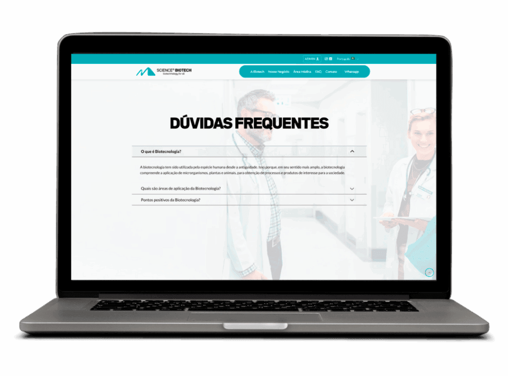 Tela Site Profissional Science Biotech | Desktop