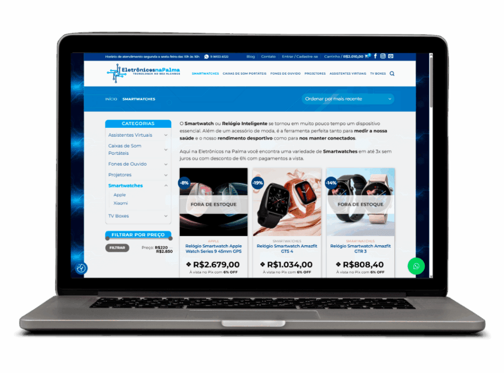 Tela Site Profissional Eletrônicos na Palma | Mobile