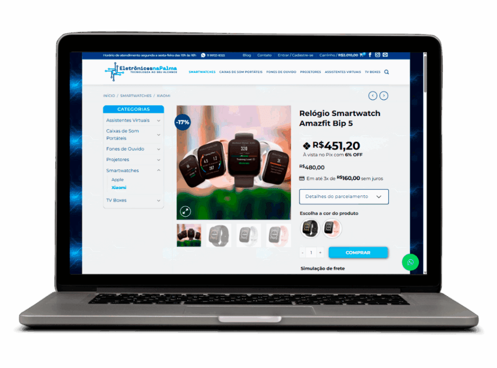 Tela Site Profissional Eletrônicos na Palma | Mobile