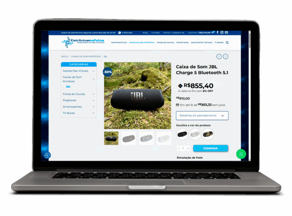 Tela Site Profissional Eletrônicos na Palma | Mobile