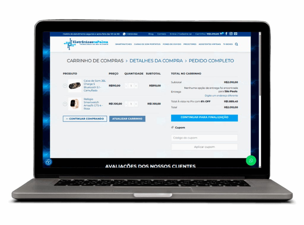 Tela Site Profissional Eletrônicos na Palma | Mobile
