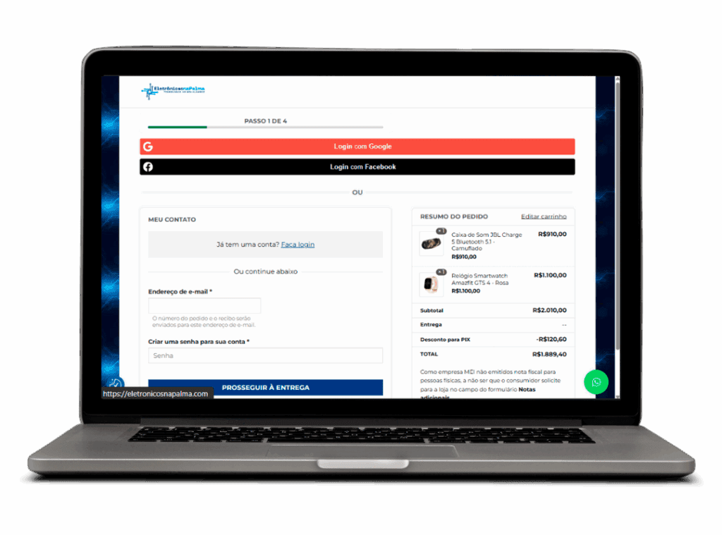 Tela Site Profissional Eletrônicos na Palma | Mobile
