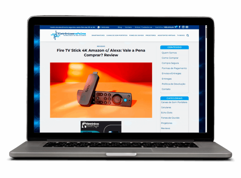 Tela Site Profissional Eletrônicos na Palma | Mobile