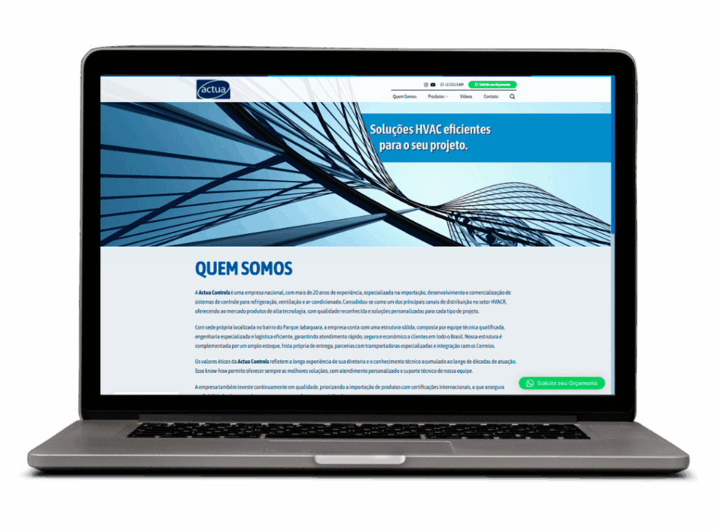 Tela Site Profissional Actua Controls | Desktop