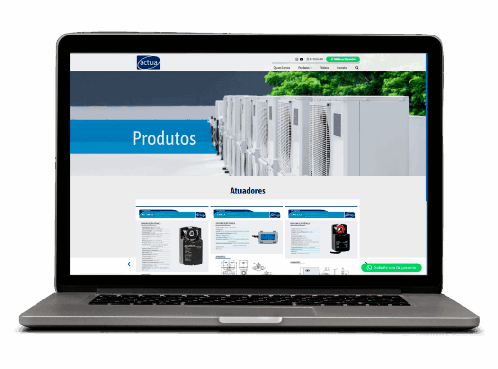 Tela Site Profissional Actua Controls | Desktop