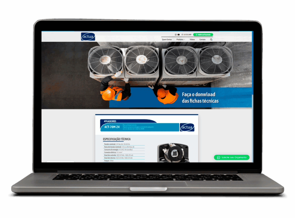 Tela Site Profissional Actua Controls | Desktop