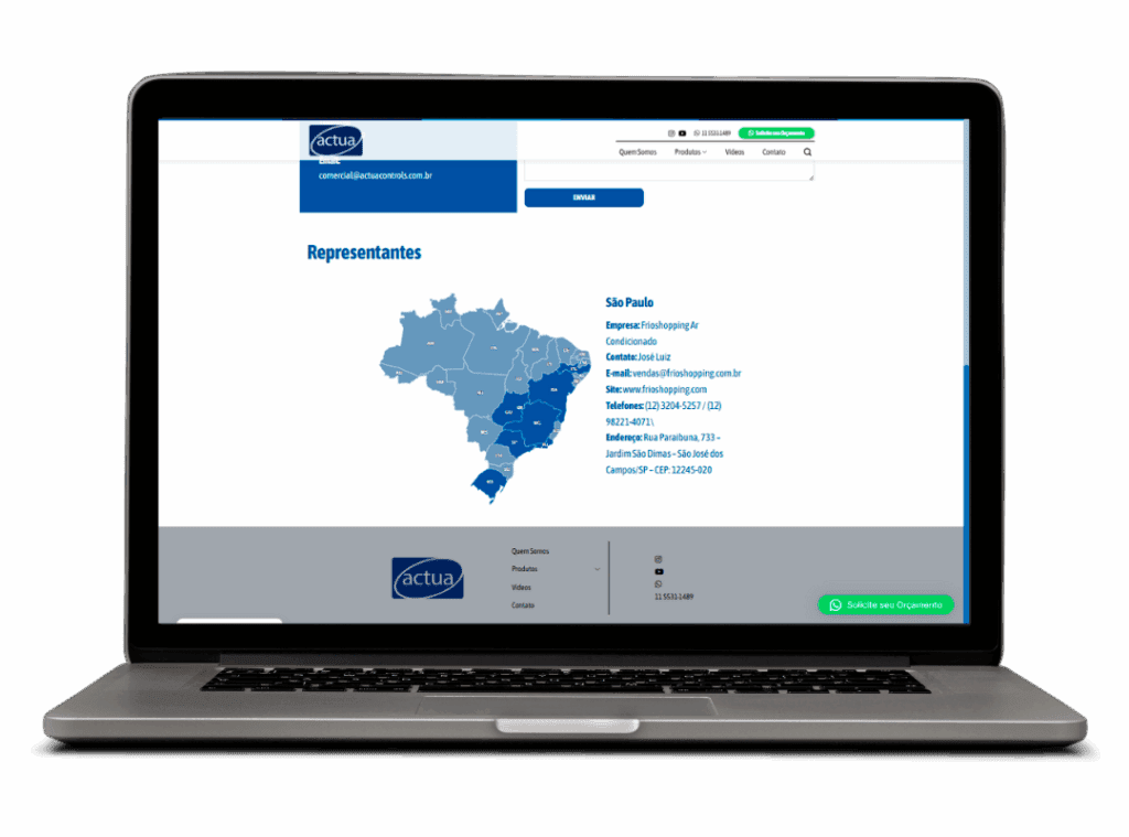 Tela Site Profissional Actua Controls | Desktop